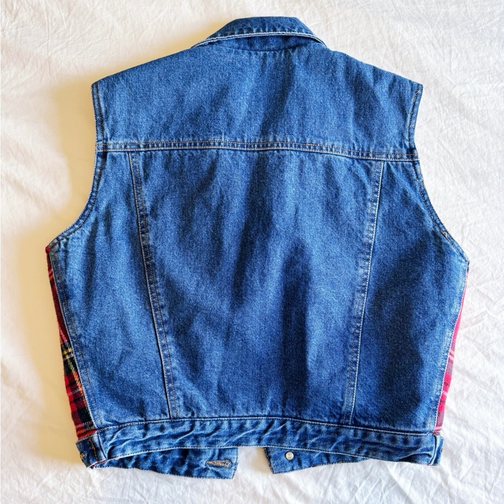 VTG 90s GAP Denim Plaid Quilted Vest size Medium EUC - Picture 2 of 7